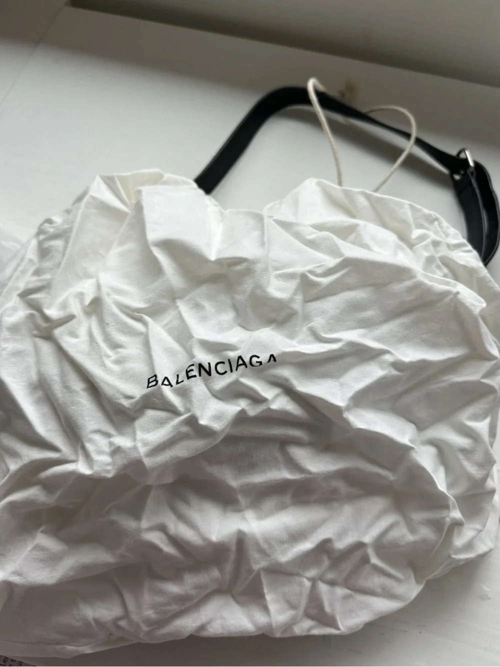 Balenciaga Grey Canvas & Black Leather Crossbody Bag